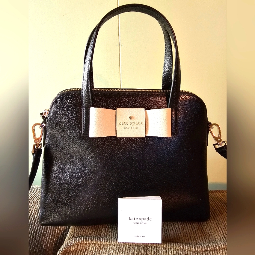 Kate Spade Matthew's Street Maise Black & White Bow Handbag Sachel NWOT Sold out - Picture 2 of 16